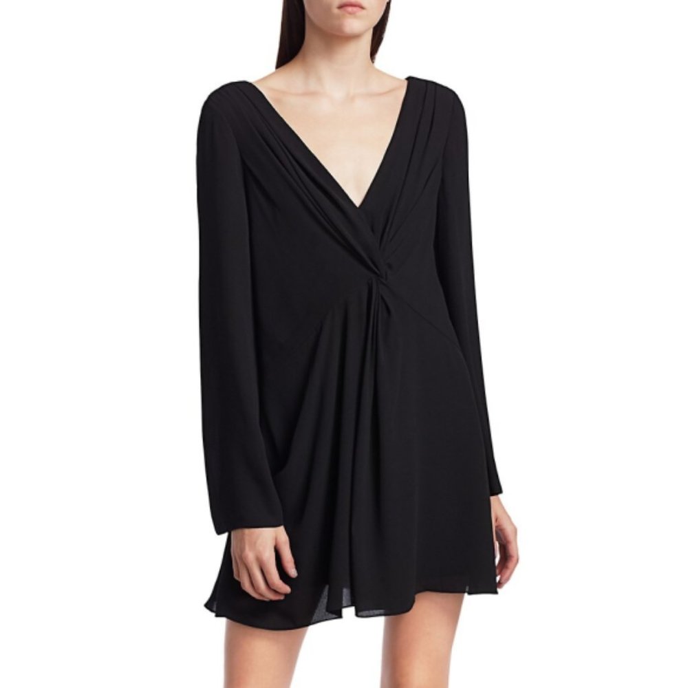 cinq a sept Black Long-Sleeve V-Neck Mini Dress